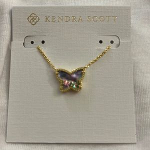 Kendra Scott Lillia Butterfly Gold Pendant Necklace in Lilac Abalone